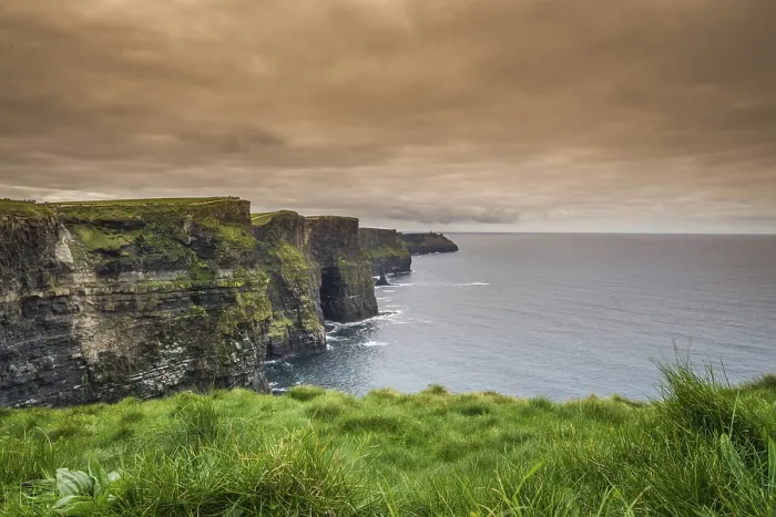 Framed Print : Cliffs of Moher Print: Overcast Irish Landscape Framed Print : Cliffs of Moher Print: Overcast Irish Landscape