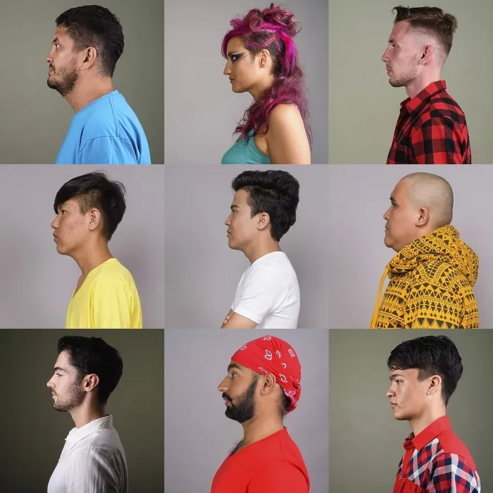 Framed Print : Side View Collage of People Faces Print Framed Print : Side View Collage of People Faces Print