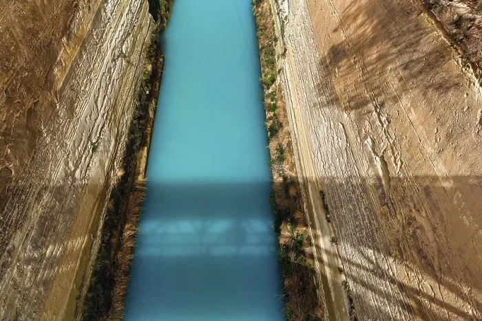Framed Print : View down into the Corinth Canal, Greece Print Framed Print : View down into the Corinth Canal, Greece Print