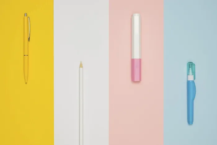 Framed Print : Top View Office Pens Print Framed Print : Top View Office Pens Print