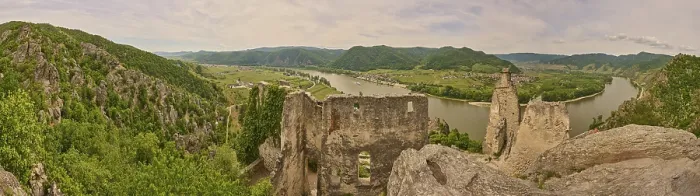 Framed Print : View from Durnstein Castle in Spring Print, Wachau, Austria Framed Print : View from Durnstein Castle in Spring Print, Wachau, Austria
