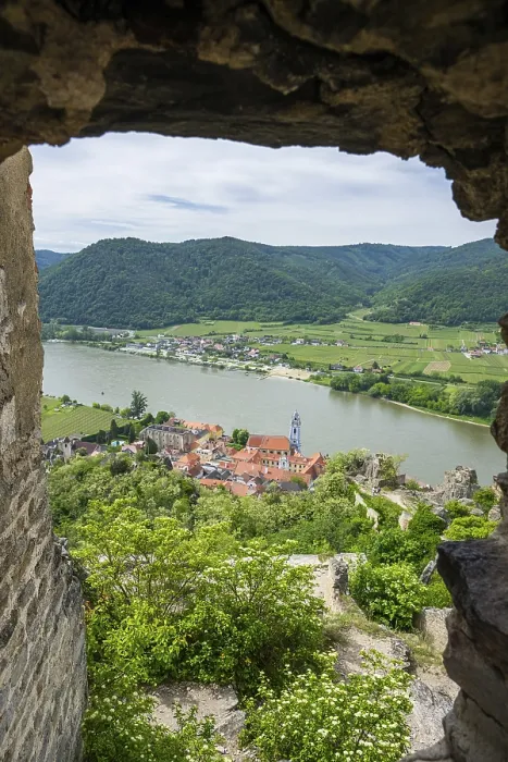 Framed Print : View from Durnstein Castle in Spring Print, Wachau Austria Framed Print : View from Durnstein Castle in Spring Print, Wachau Austria