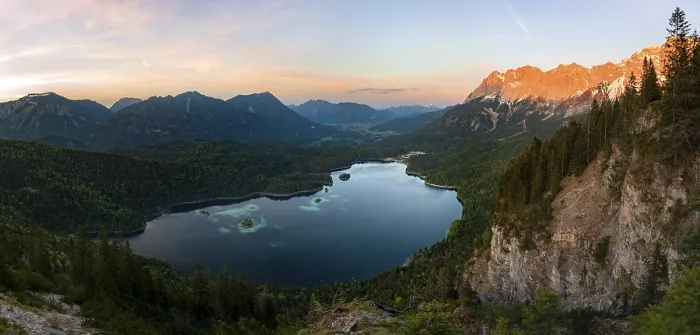 Framed Print : View over Eibsee Lake at Sunset Print, Grainau, Germany Framed Print : View over Eibsee Lake at Sunset Print, Grainau, Germany