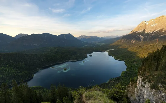 Framed Print : View over the Eibsee lake at sunset Print, Germany Framed Print : View over the Eibsee lake at sunset Print, Germany