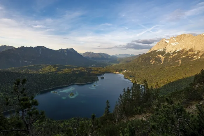 Framed Print : View over Eibsee Lake at Sunset Print, Germany Framed Print : View over Eibsee Lake at Sunset Print, Germany