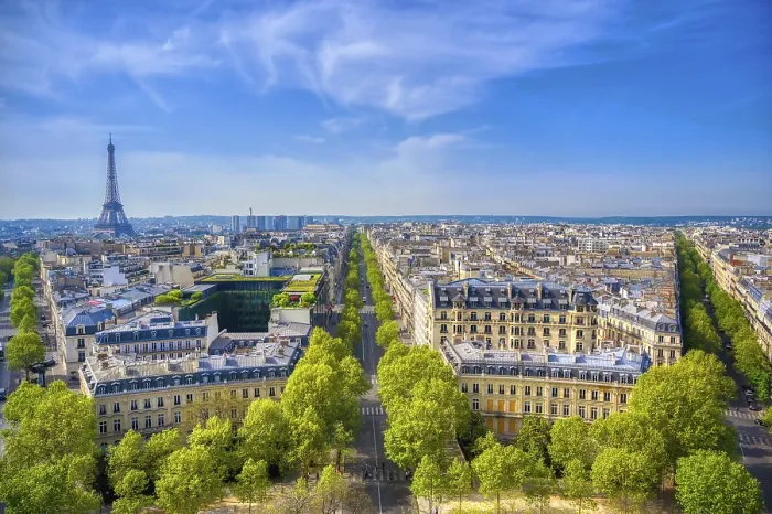 Framed Print : Eiffel Tower Print: Paris Cityscape from Arc de Triomphe Framed Print : Eiffel Tower Print: Paris Cityscape from Arc de Triomphe