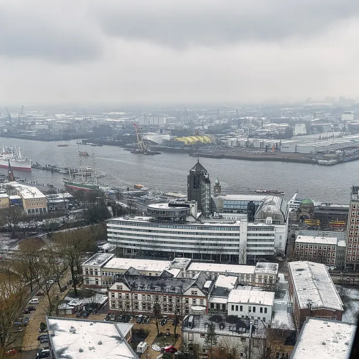 Framed Print : View from above of the Elbe Print, Hamburg, Germany Framed Print : View from above of the Elbe Print, Hamburg, Germany