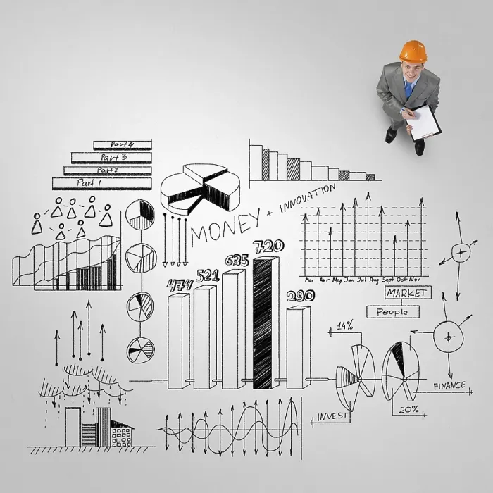 Framed Print : Top View Print of Engineer with Plans and Folder Framed Print : Top View Print of Engineer with Plans and Folder
