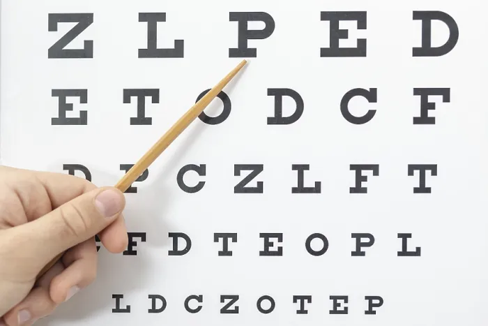 Framed Print : Front view eye test with letters Print Framed Print : Front view eye test with letters Print
