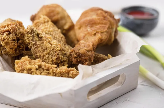 Framed Print : Front View Fried Chicken Tray Print Framed Print : Front View Fried Chicken Tray Print