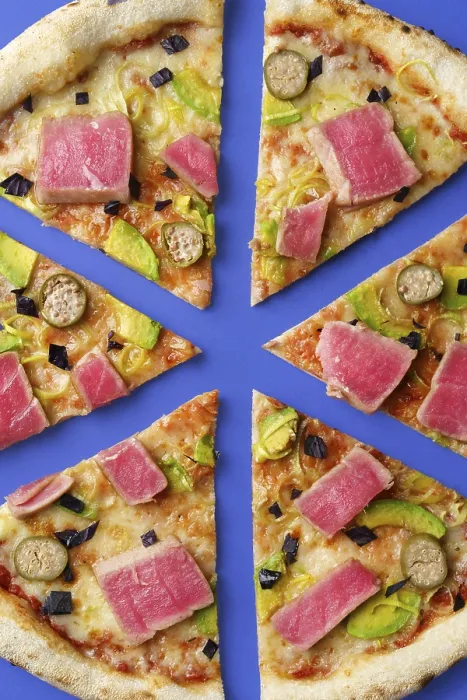 Framed Print : Top View of Seared Tuna Pizza Print Framed Print : Top View of Seared Tuna Pizza Print