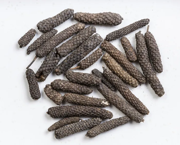Framed Print : Java Long Pepper Close-Up Print on Gray Ceramic Plate Framed Print : Java Long Pepper Close-Up Print on Gray Ceramic Plate
