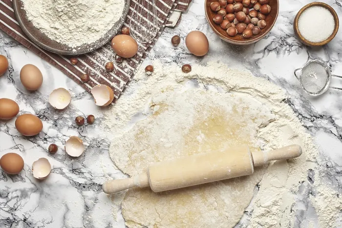 Framed Print : Top View of Kitchenware and Baking Ingredients Marble Print Framed Print : Top View of Kitchenware and Baking Ingredients Marble Print