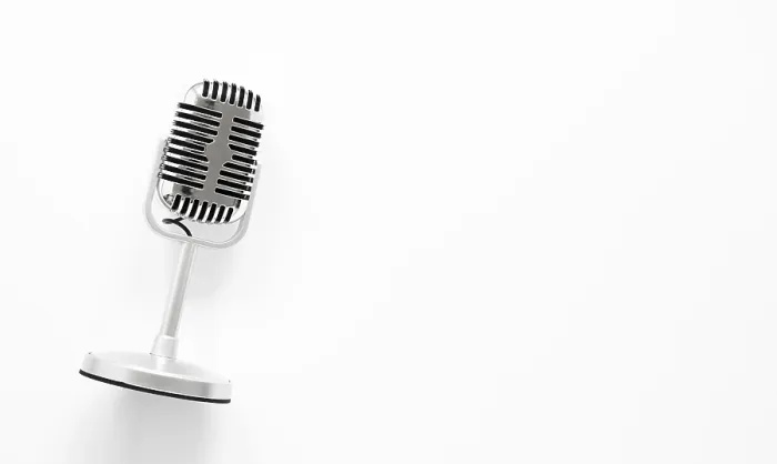 Framed Print : Top View Microphone Print with Copy Space Framed Print : Top View Microphone Print with Copy Space
