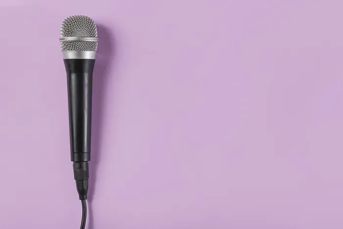 Framed Print : Pink Background Top View Microphone Print Framed Print : Pink Background Top View Microphone Print