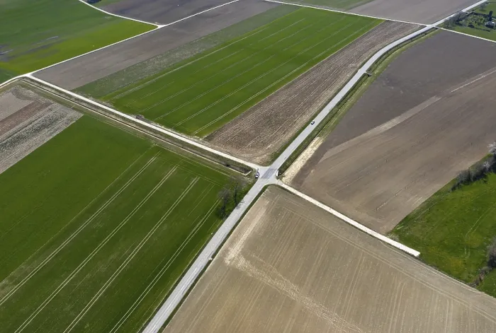 Framed Print : View from Above of Champvent Fields Print, Switzerland Framed Print : View from Above of Champvent Fields Print, Switzerland