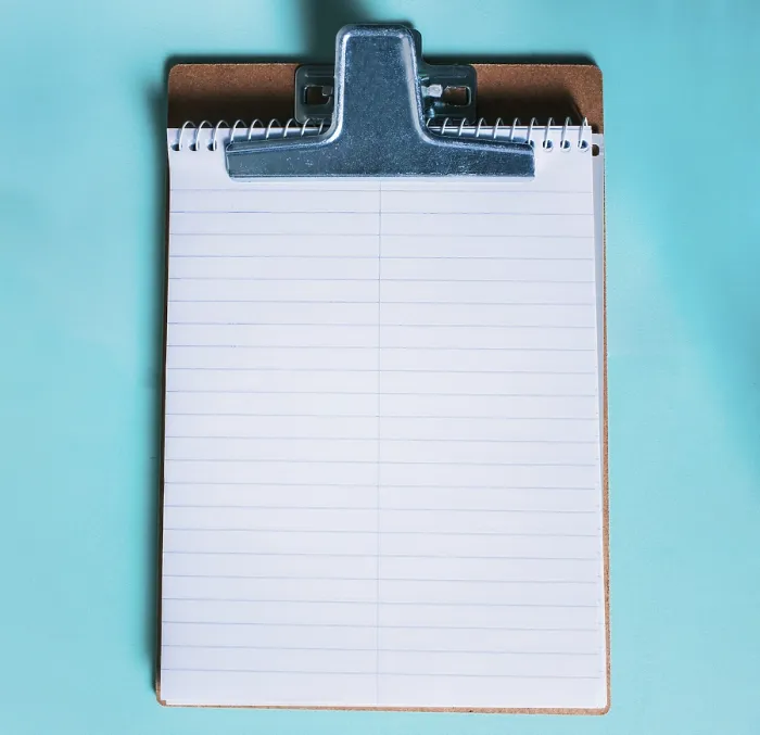 Framed Print : Top View of Notebook on Isolated Background Print