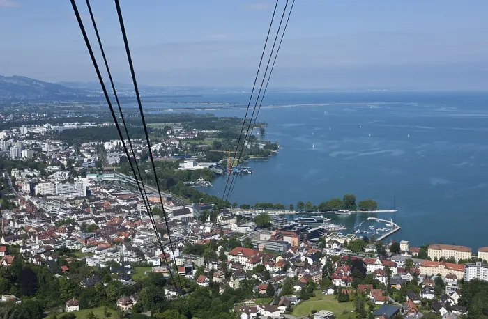 Framed Print : View from the Pfaender cable car over Bregenz Print, Austria Framed Print : View from the Pfaender cable car over Bregenz Print, Austria
