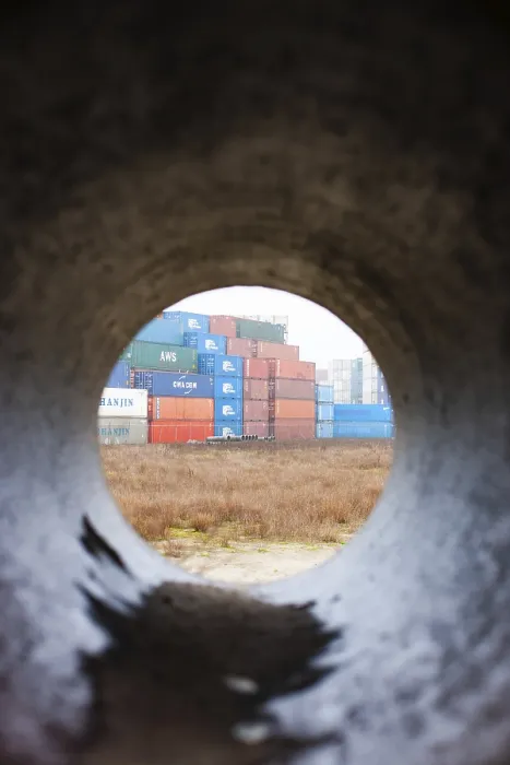 Framed Print : Rotterdam Port Scene Print: Container Stack View Framed Print : Rotterdam Port Scene Print: Container Stack View