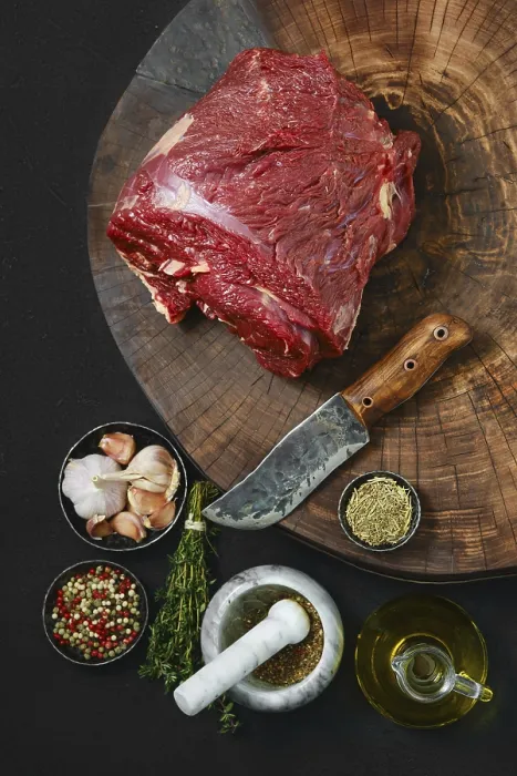 Framed Print : Raw Beef Neck with Thyme Print Framed Print : Raw Beef Neck with Thyme Print