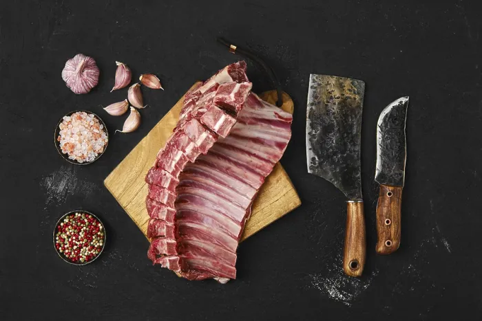 Framed Print : Raw Lamb Ribs Print - Top View Framed Print : Raw Lamb Ribs Print - Top View