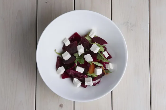 Framed Print : Top View Print of Beetroot Salad with Feta Cheese Framed Print : Top View Print of Beetroot Salad with Feta Cheese