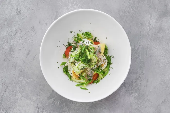 Framed Print : Top View of Salad with Herring Print Framed Print : Top View of Salad with Herring Print