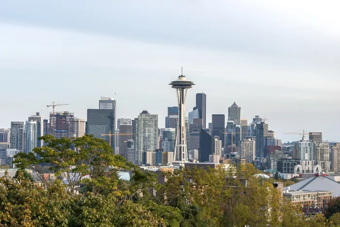 Framed Print : View over Seattle, Print of Skyline with Space Needle Observation Tower Framed Print : View over Seattle, Print of Skyline with Space Needle Observation Tower