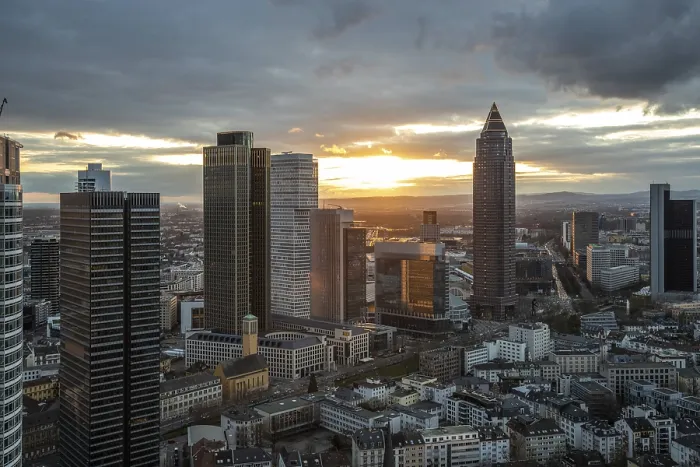 Framed Print : Evening Skyline Print from Frankfurt Tower Block
