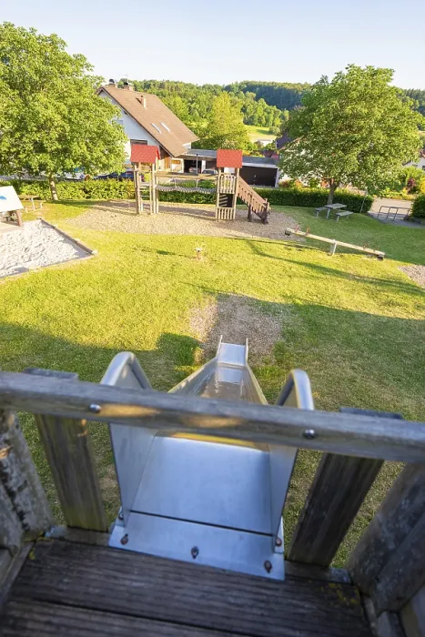 Framed Print : View from above of a slide Print, Gechingen playgrounds, Calw district, Germany Framed Print : View from above of a slide Print, Gechingen playgrounds, Calw district, Germany
