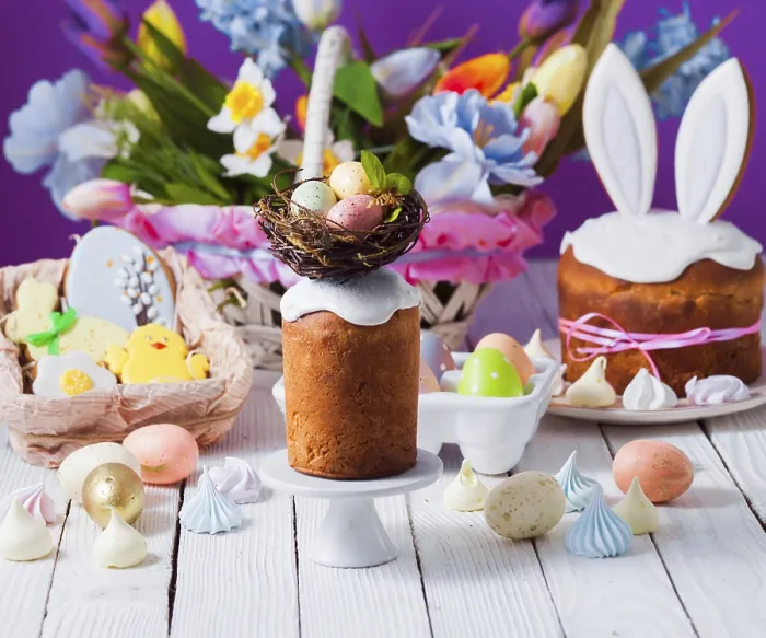 Framed Print : Top View Easter Cake Print with Colored Eggs Framed Print : Top View Easter Cake Print with Colored Eggs