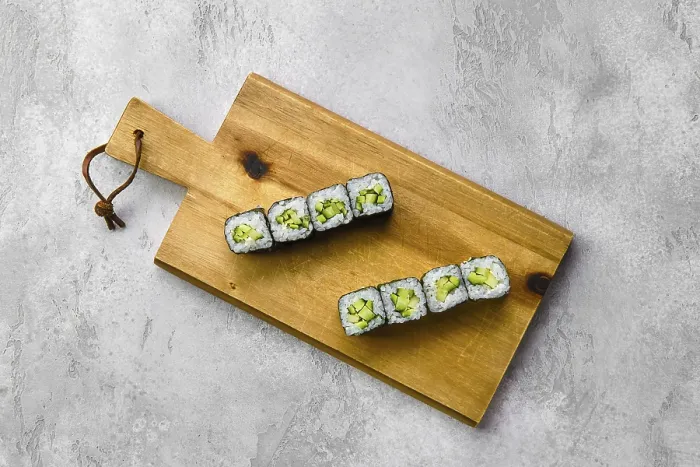 Framed Print : Top View of Small Rolls with Cucumber Print Framed Print : Top View of Small Rolls with Cucumber Print