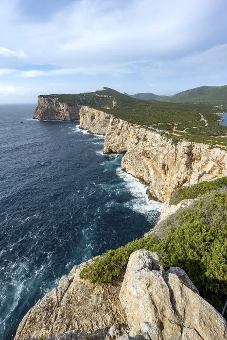 Framed Print : View of Steep Cliffs by the Sea Print, Sardinia, Italy
