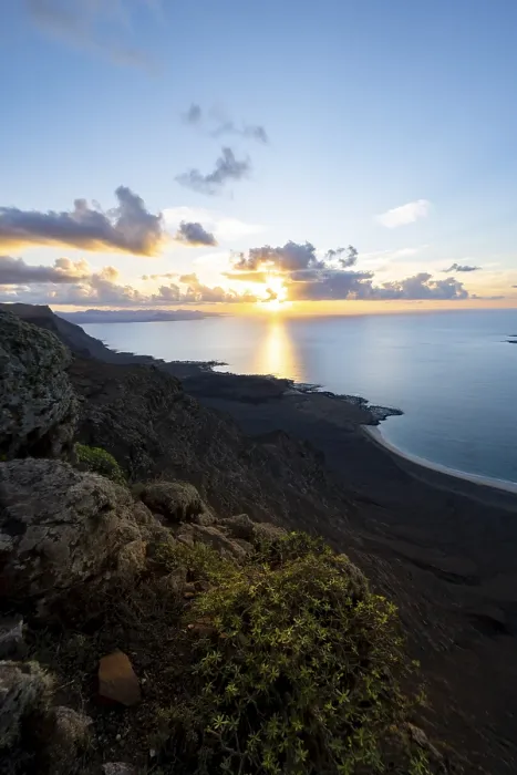 Framed Print : View of Steep Cliffs Print, Lanzarote Sunset Framed Print : View of Steep Cliffs Print, Lanzarote Sunset