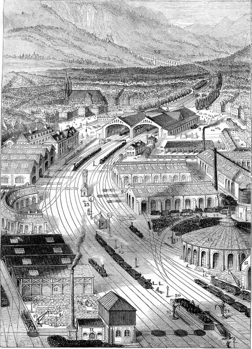 Framed Print : Vintage Engraved Print of First Class Train and Accessories Framed Print : Vintage Engraved Print of First Class Train and Accessories