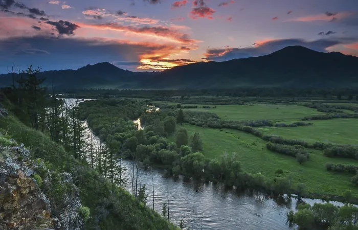 Framed Print : View of Tuul River during Sunset Print, Mongolia Framed Print : View of Tuul River during Sunset Print, Mongolia