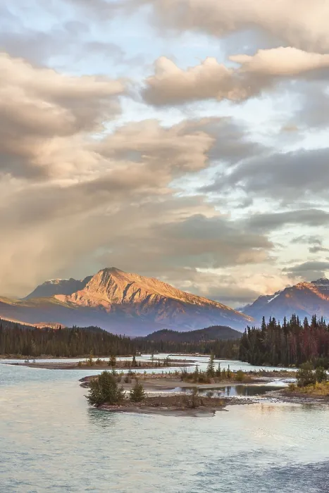 Framed Print : View to a Valley with River, Icefields Parkway Print