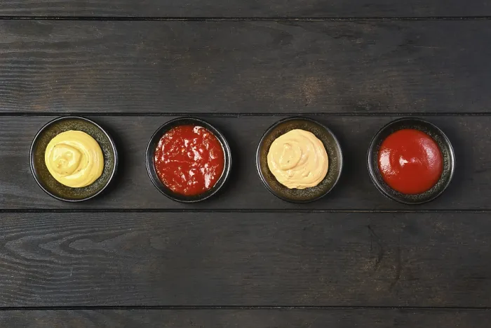 Framed Print : Top View of Various Sauces Print Framed Print : Top View of Various Sauces Print