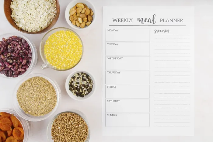 Framed Print : Top View Weekly Meal Planner Print Framed Print : Top View Weekly Meal Planner Print