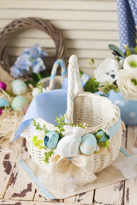 Framed Print : White Wicker Basket Spring Floral Print Framed Print : White Wicker Basket Spring Floral Print