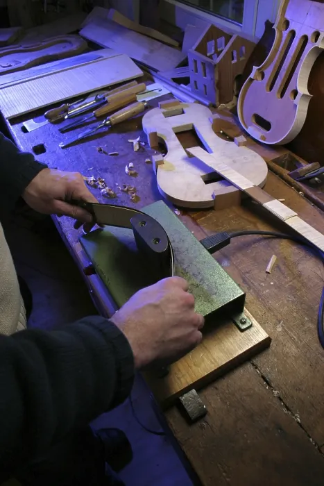 Framed Print : Violin-making Print: Luthier's Workshop