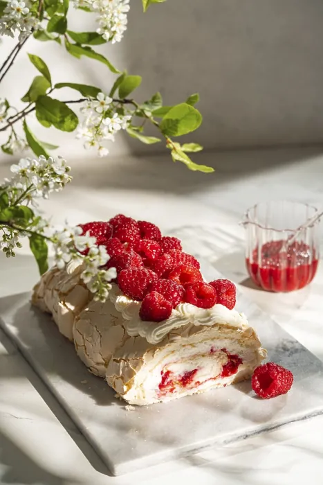 Framed Print : Raspberry Meringue Roulade Print Framed Print : Raspberry Meringue Roulade Print