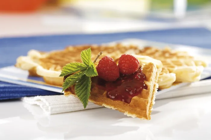 Framed Print : Waffles with Raspberry Marmalade Print Framed Print : Waffles with Raspberry Marmalade Print