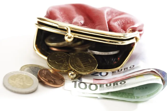 Framed Print : Wallet with notes and coins Print Framed Print : Wallet with notes and coins Print