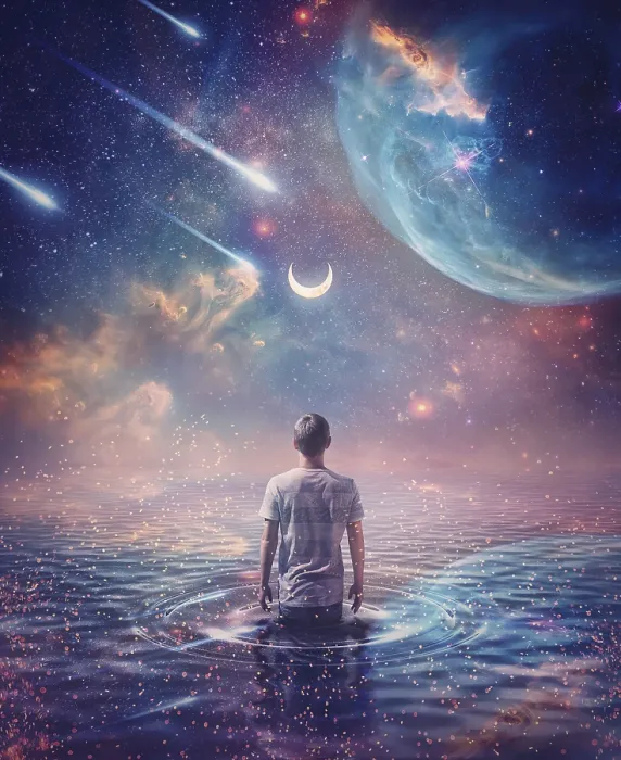 Framed Print : Wandering in the Ocean of Space Print - Cosmic Night Scene Framed Print : Wandering in the Ocean of Space Print - Cosmic Night Scene