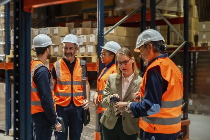 Framed Print : Warehouse Management and Diverse Team Collaboration Print Framed Print : Warehouse Management and Diverse Team Collaboration Print