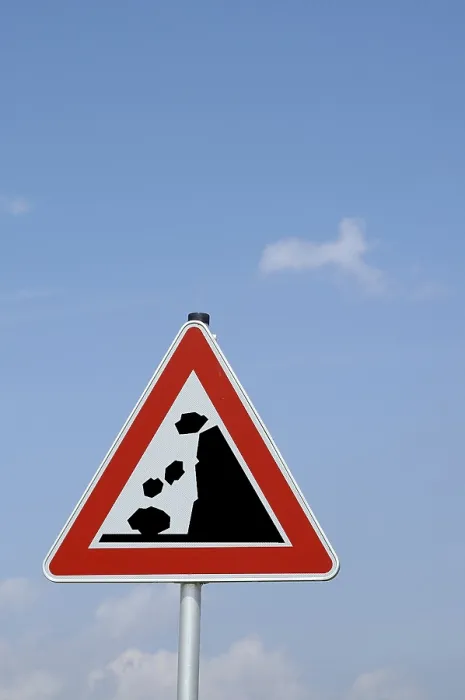 Framed Print : Warning Sign Print: Falling Rocks Caution Framed Print : Warning Sign Print: Falling Rocks Caution