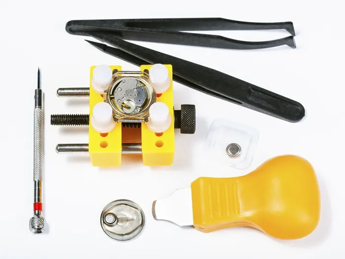 Framed Print : Watchmaker Workshop Print: Tool Kit for Watch Battery Change Framed Print : Watchmaker Workshop Print: Tool Kit for Watch Battery Change