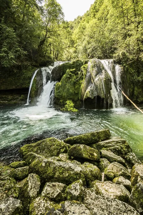 Framed Print : Source de la Loue Waterfall Print, France Framed Print : Source de la Loue Waterfall Print, France