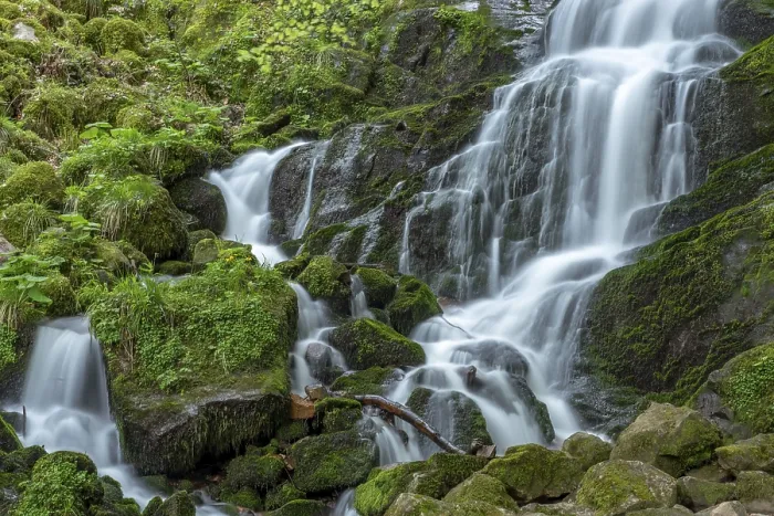 Framed Print : Waterfall Print in Springtime Mountain Landscape Framed Print : Waterfall Print in Springtime Mountain Landscape